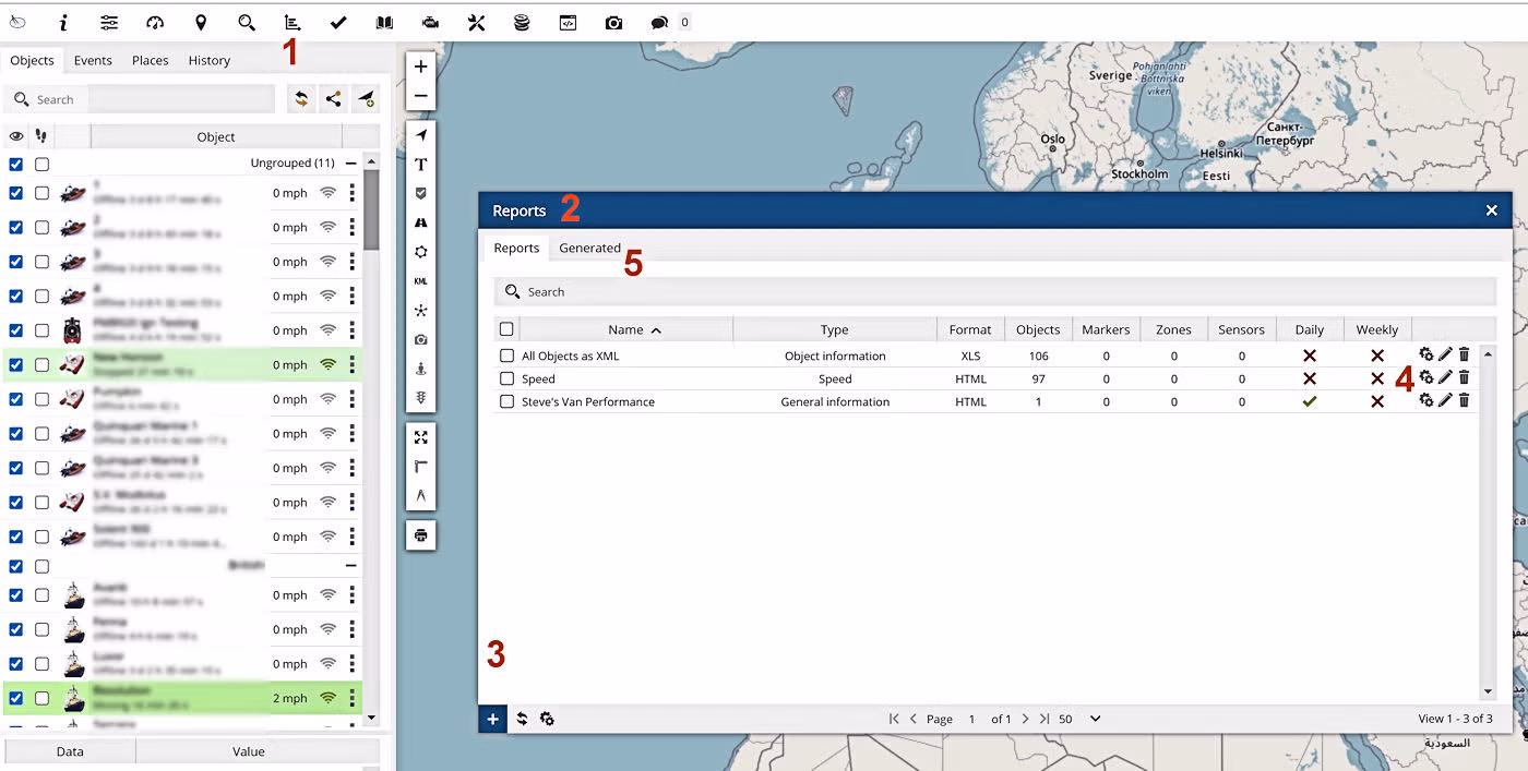 GPS Tracker app Reports and History